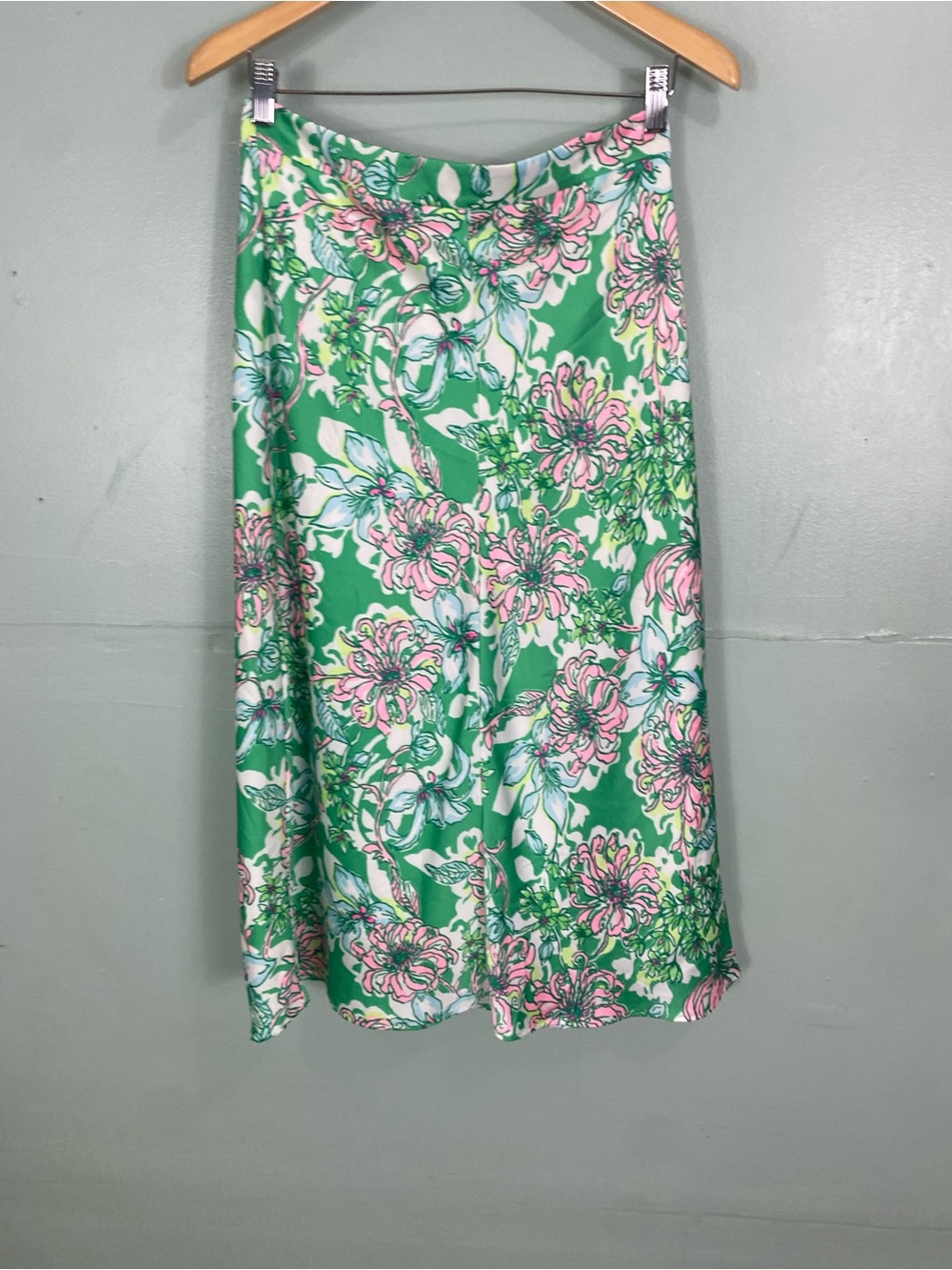 Lily Pulitzer Rennox Midi Skirt Green Floral Pink Size 6